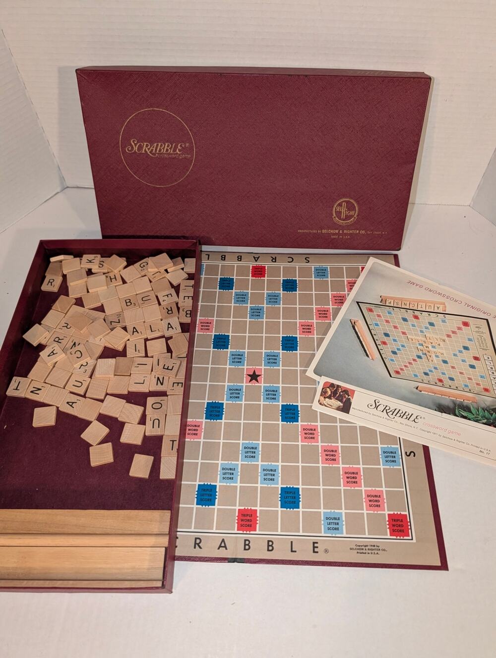 Vintage Scrabble Crossword Game By Selchow & Righter Co. 1953 Edition